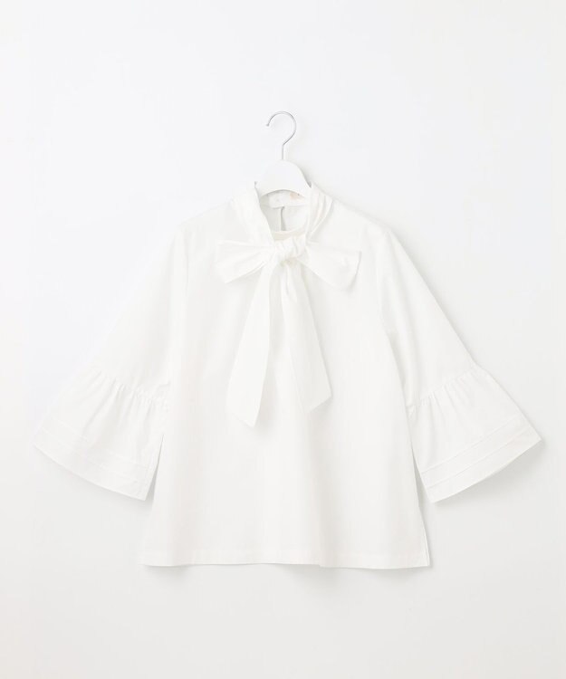 Feroux 【洗える・2WAY】リボンタイチュニック ブラウス ホワイト系