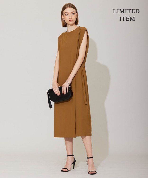 ICB 【接触冷感・UVカット・速乾・洗える】マットスキューバ ストレートワンピース キャメル系