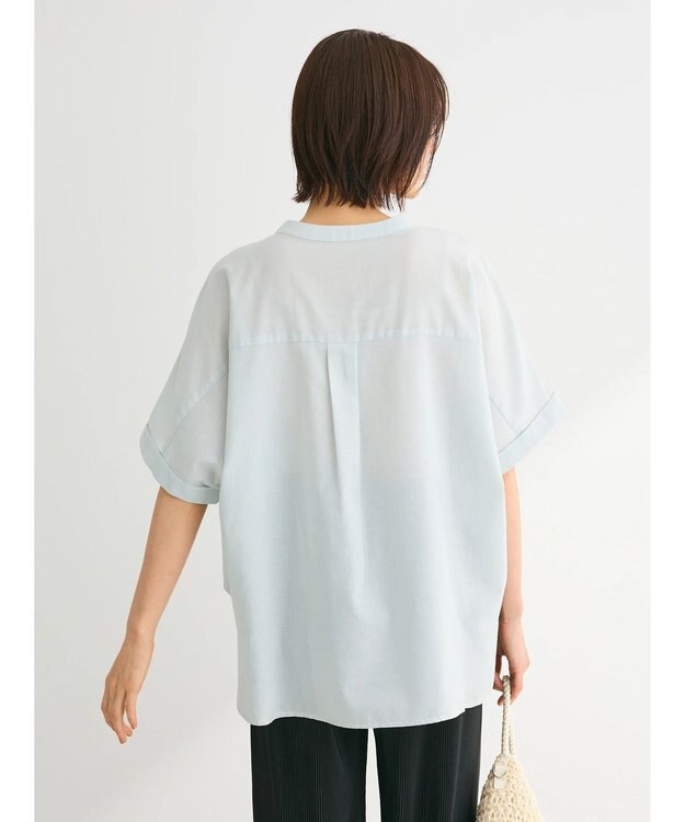 Green Parks 綿麻混フレンチスリーブスキッパーシャツ Mint