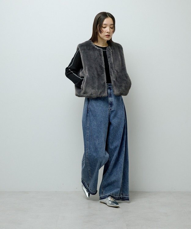 Green Parks ・ＥＬＥＮＣＡＲＥ　ＤＵＥ　フォックス調ファーベスト Charcoal Gray