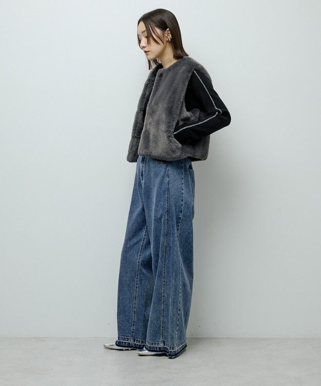 Green Parks ・ＥＬＥＮＣＡＲＥ　ＤＵＥ　フォックス調ファーベスト Charcoal Gray