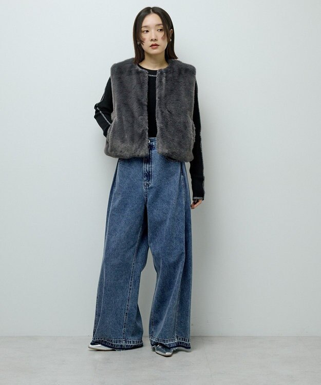 Green Parks ・ＥＬＥＮＣＡＲＥ　ＤＵＥ　フォックス調ファーベスト Charcoal Gray