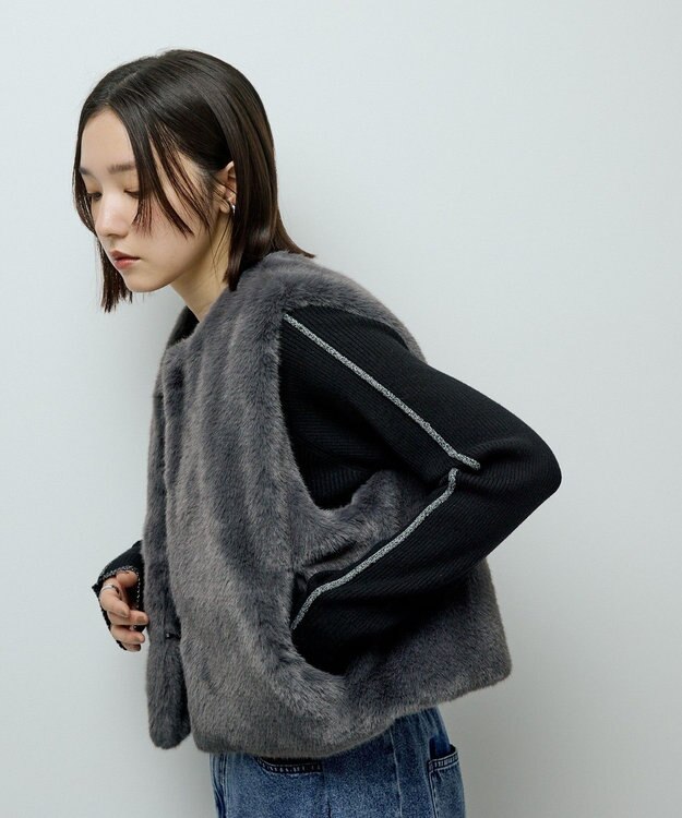 Green Parks ・ＥＬＥＮＣＡＲＥ　ＤＵＥ　フォックス調ファーベスト Charcoal Gray