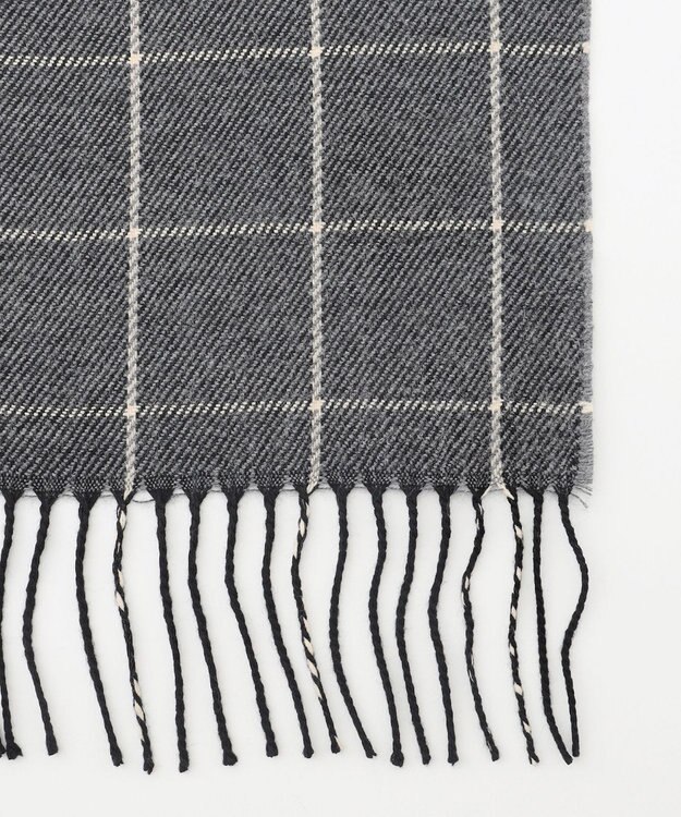 JOSEPH ABBOUD 【フランス製・リバーシブル】ウィンドウペン ストール ライトグレー系4