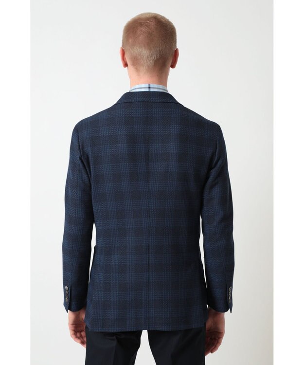 DAKS グレンチェック ジャージージャケット ネイビー