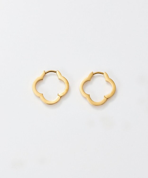 Phoebe 【金属アレルギー対応】フラワーワンタッチフープピアス　ゴールド/サージカルステンレス ゴールド