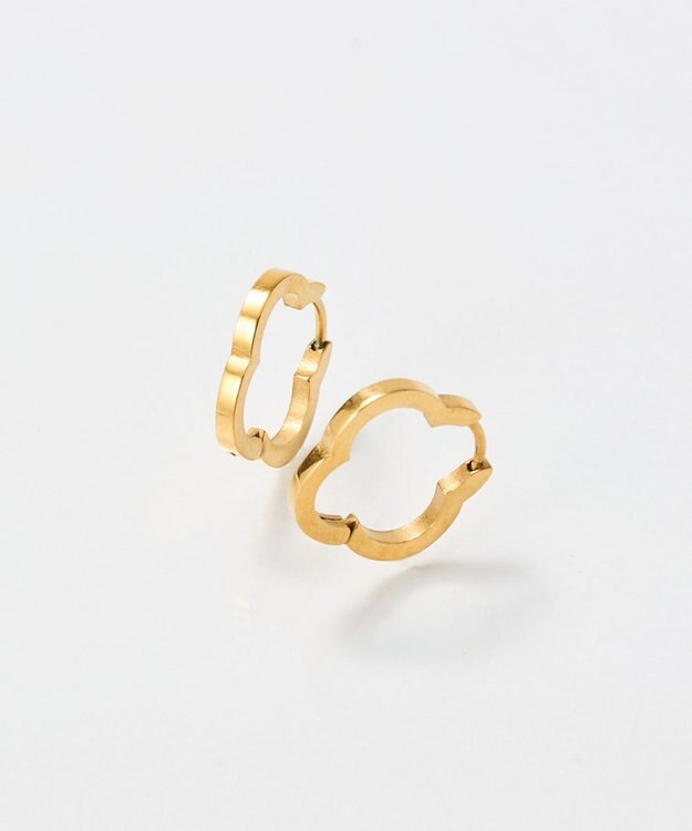 金属アレルギー対応】フラワーワンタッチフープピアス ゴールド