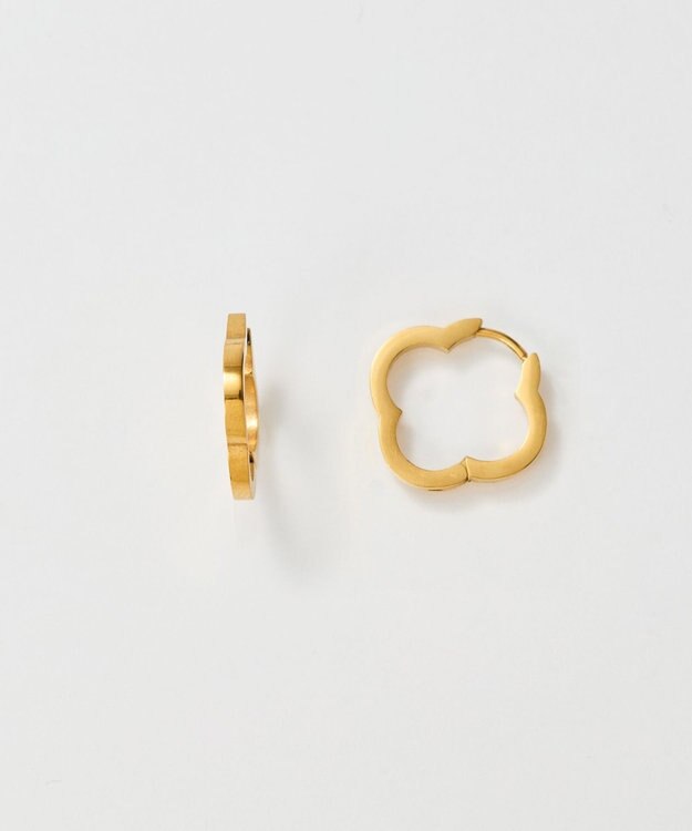 Phoebe 【金属アレルギー対応】フラワーワンタッチフープピアス　ゴールド/サージカルステンレス ゴールド