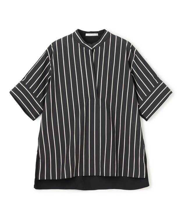 BEIGE， QUARTZ / 異素材コンビ ストライプシャツ Black St.