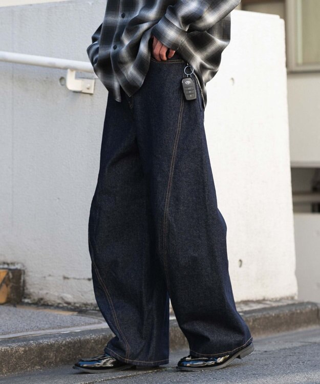 WEGO 【ユニセックス着用ITEM/SMLサイズ展開】カバーフィットバルーンデニムパンツ デニムインディゴ