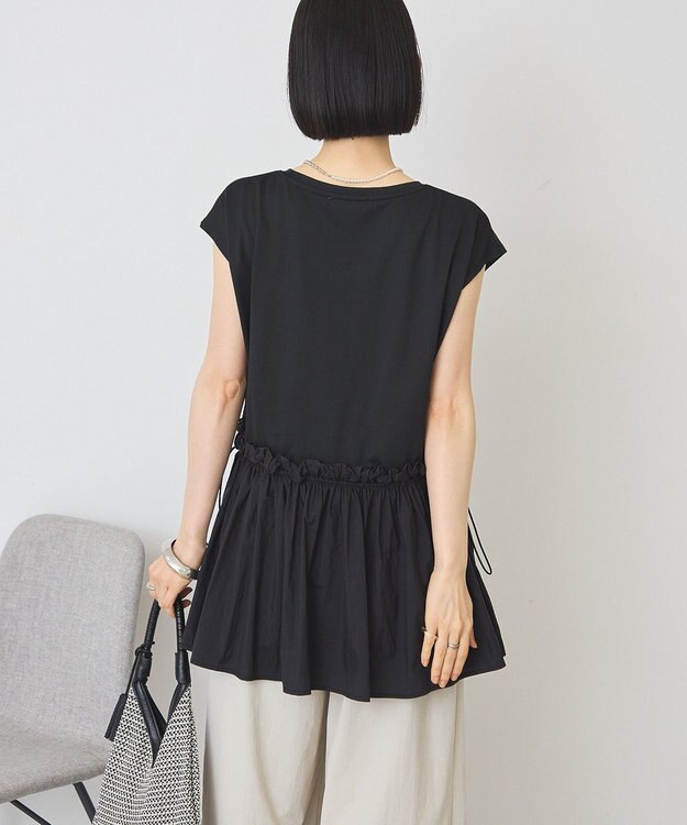 AMERICAN HOLIC 汗染み防止・異素材ペプラムプルオーバー Black