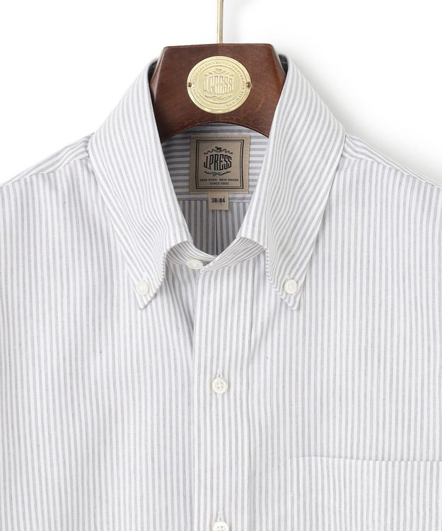J.PRESS MEN 【Single Needle Tailoring / 形態安定】メランジカラーストライプ シャツ/B.D. ライトグレー系1