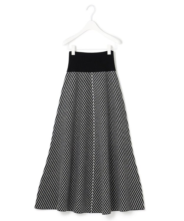 ICB ミルドウール ストライプ柄ニットスカート ブラック系1