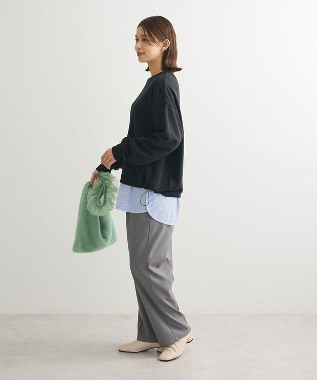 Green Parks ドロストミニ裏毛プルオーバー Black