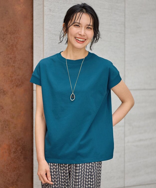 ANY ニットリブフレンチスリーブプルオーバー グリーン