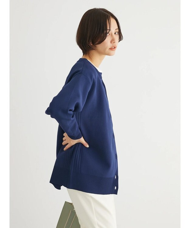 Green Parks かるい クルーネックカーディガン Navy