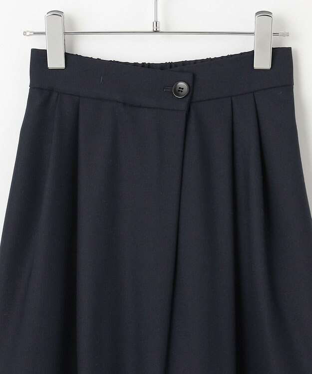 #Newans 【洗える】スラントフロントコクーンパンツ ネイビー