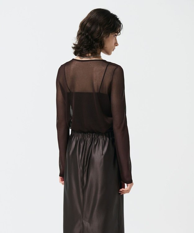 GRACE CONTINENTAL シアークルーニットトップ ブラウン