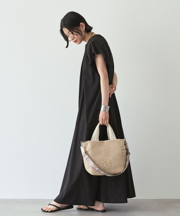 russet ナイロンラフィア2WAYトートバッグ《かごバッグ》(CE-1711) Ivory