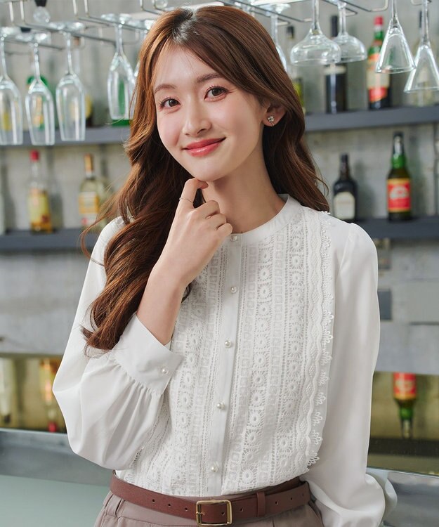 Tiaclasse L 【新色追加】レースブラウス オフホワイト