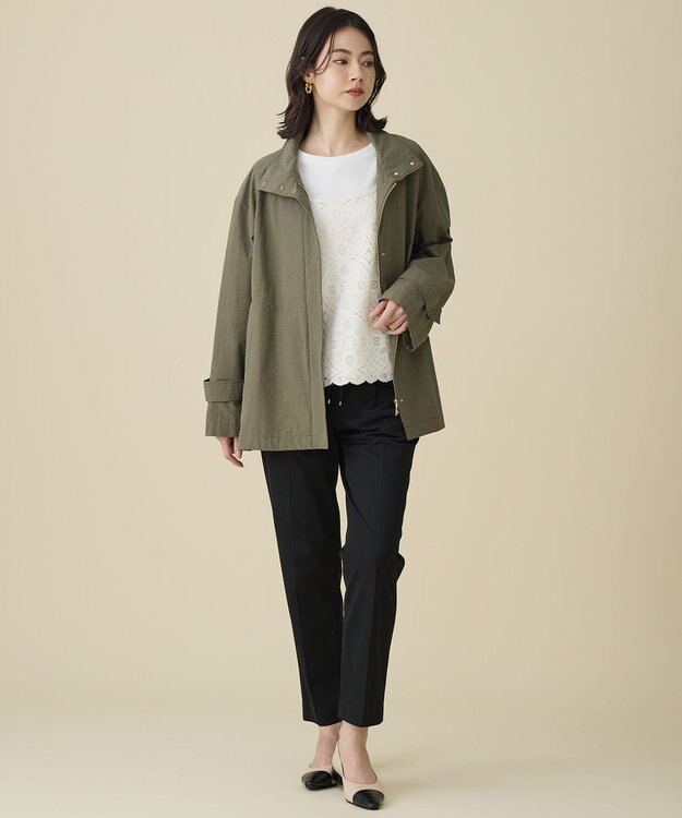 自由区 【新色追加・人気のため再入荷・ウエストゴム】ライトフィールジャージータックテーパード パンツ ブラック