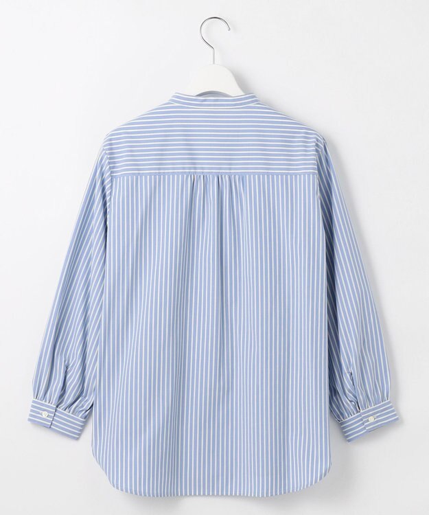 J.PRESS LADIES S 【洗える・接触冷感・UVケア】エステネージュストライプ シャーリング  ブラウス サックスストライプ系