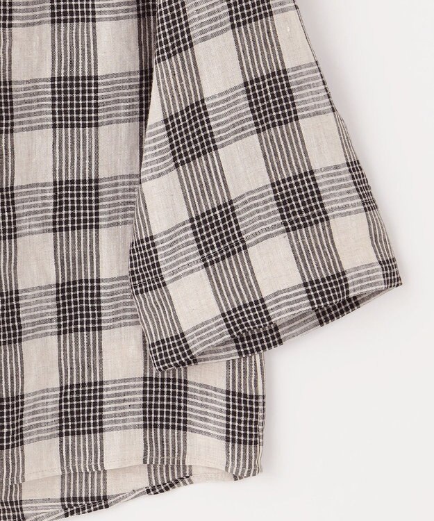 J.PRESS LADIES 【洗える】フレンチリネン チェック ブラウス ブラック×ベージュチェック系3