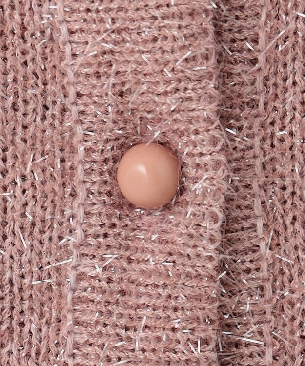 Feroux 【洗える】ラメシャギー カーディガン ピンク系