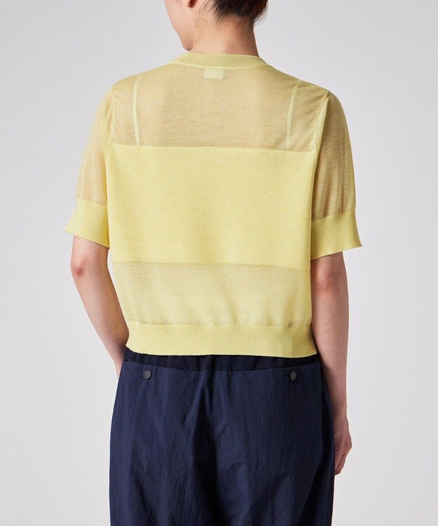 Paul Smith 【洗える】シアーボーダー 半袖ニット ライトイエロー