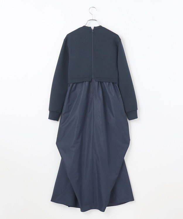 #Newans 【撥水/マシンウォッシャブル】クリオネシルエットコンビドレス ネイビー