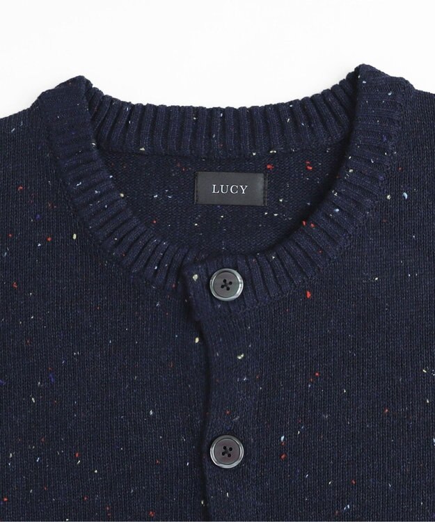 WEGO ネップクルーネックカーディガン ネイビー