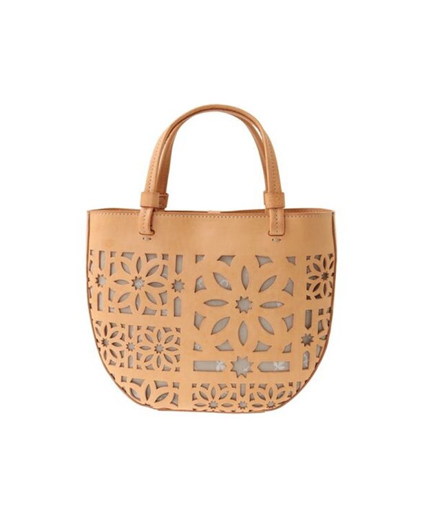 genten セイル カットワーク 手提げバッグ ヌメベージュ