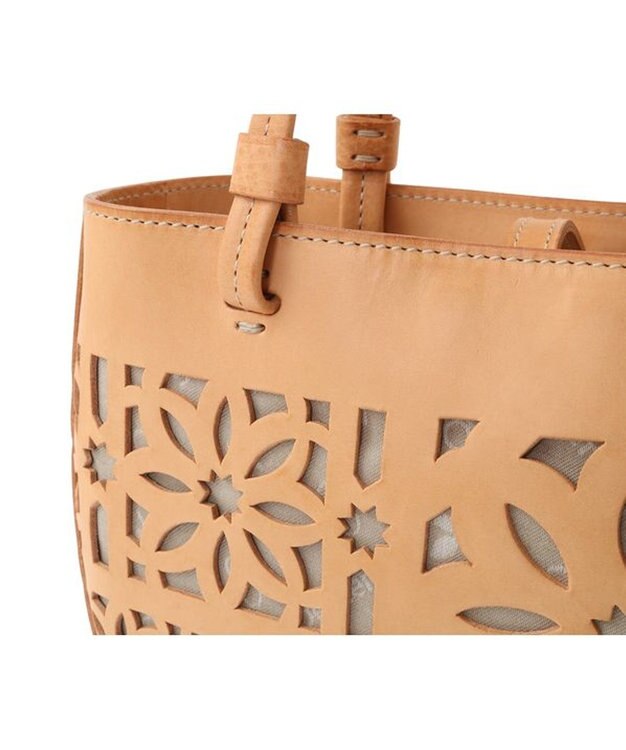 genten セイル カットワーク 手提げバッグ ヌメベージュ