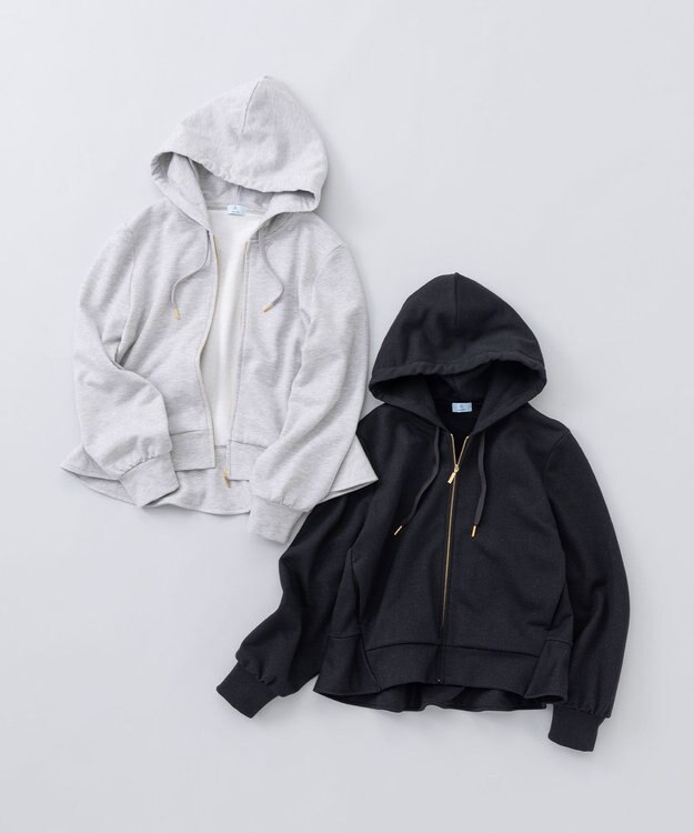 組曲 ラメペプラムパーカー ブラック系