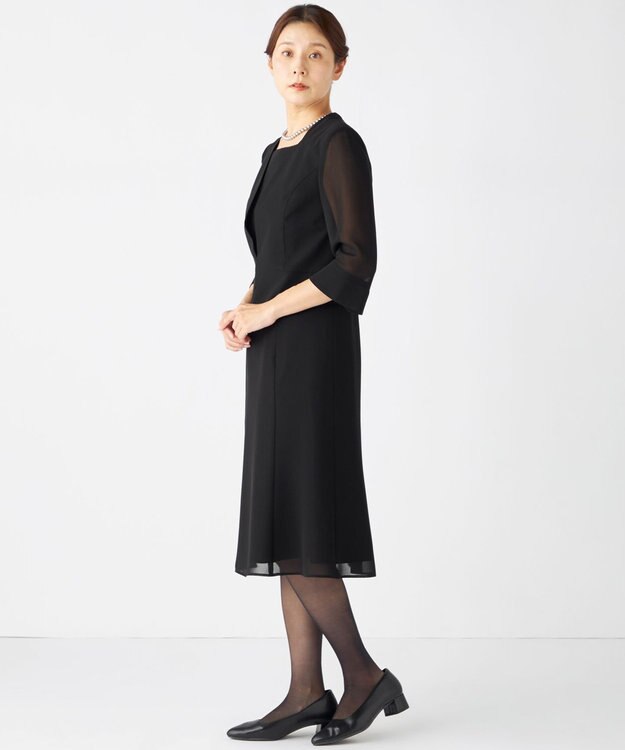 自由区 FORMAL 【洗える/着心地楽々】セオプラスエス ウォッシャブル ワンピース ブラック系