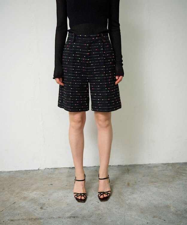 GRACE CONTINENTAL ネオンドットジャガードパンツ ブラック