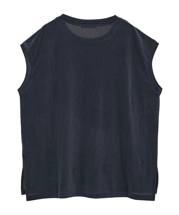 Green Parks ベロアロゴフレンチスリーブチュニック Navy