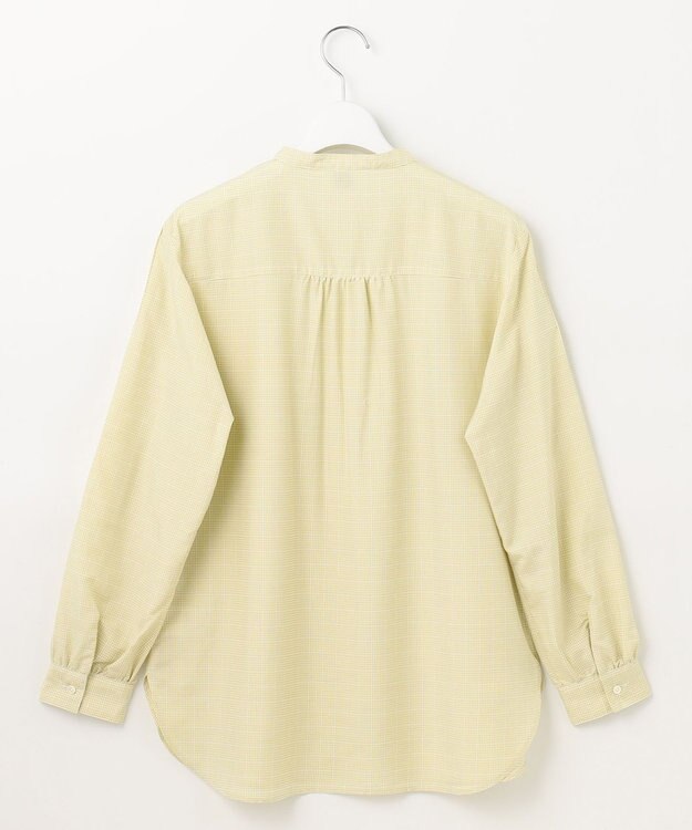 J.PRESS LADIES L 【洗える】セルロース チェック バンドカラー ブラウス ピスタチオ系3