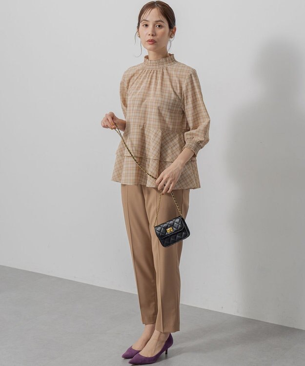 組曲 L ライトトロピカルティアード ブラウス ベージュ系3