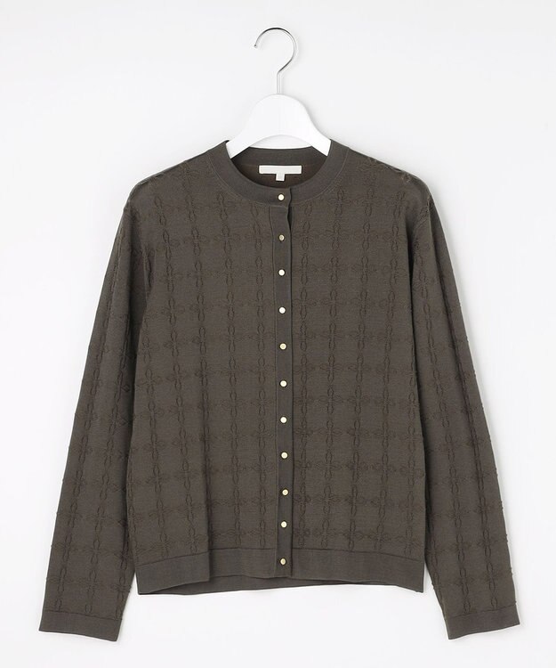 自由区 ジオメトリックアセテート カーディガン ブラウン