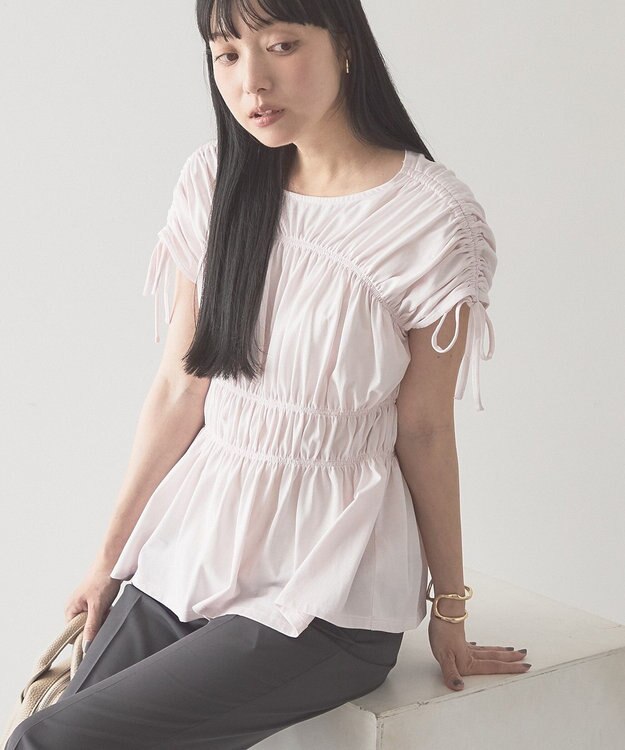 AMERICAN HOLIC 【予約】シャーリングショルダーリボンプルオーバー Light Pink