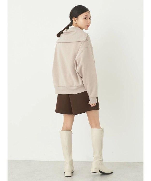 earth music&ecology ハーフＺＩＰ裏起毛プルオーバー Pink Beige