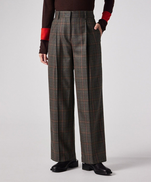 クラシックガンクラブチェック ワイドタックパンツ / Paul Smith