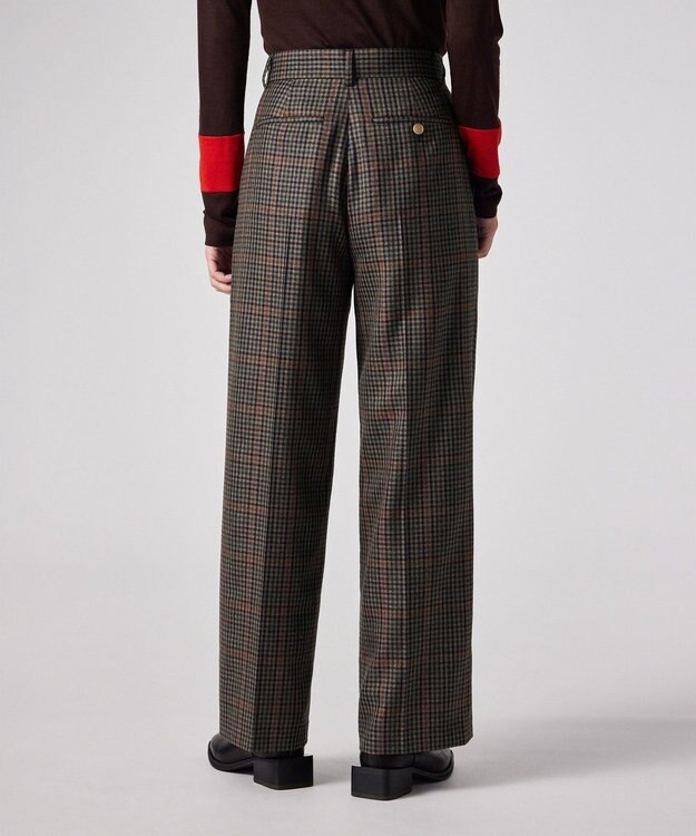 Paul Smith クラシックガンクラブチェック ワイドタックパンツ ブラウン