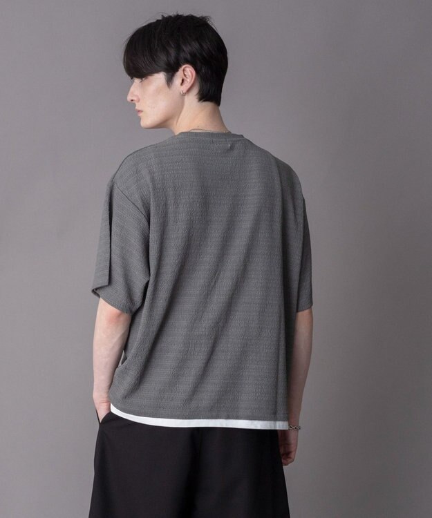 WEGO 【ユニセックス着用ITEM】ワンポイントフェイクレイヤードT（SS） ダークグレー