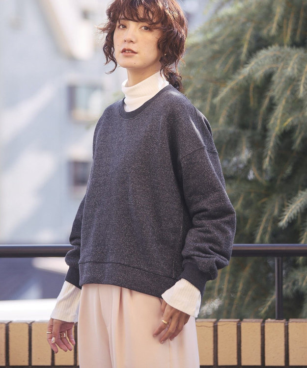 AMERICAN HOLIC ラメ裏起毛スウェット Dark Gray Mixture