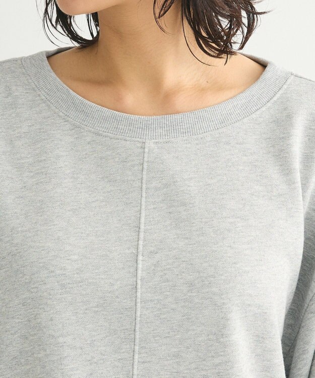 Green Parks ショート丈ラメ裏毛ボートネックプルオーバー Gray