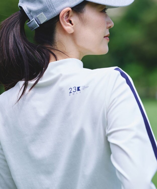 23区GOLF 【WOMEN】【吸水速乾/UVカット】ベアスムースモックシャツ ホワイト系