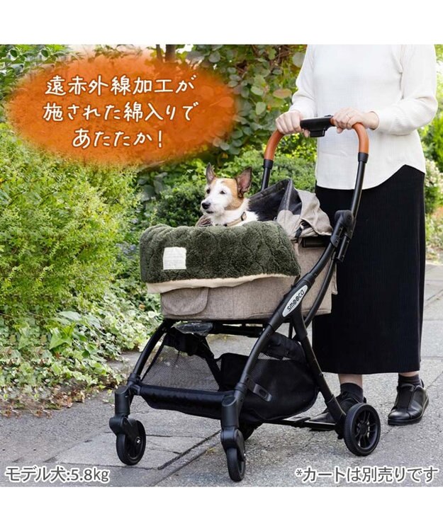 PET PARADISE ペットパラダイス 遠赤外線 カート用クッション 《オニオン柄》 カーキ