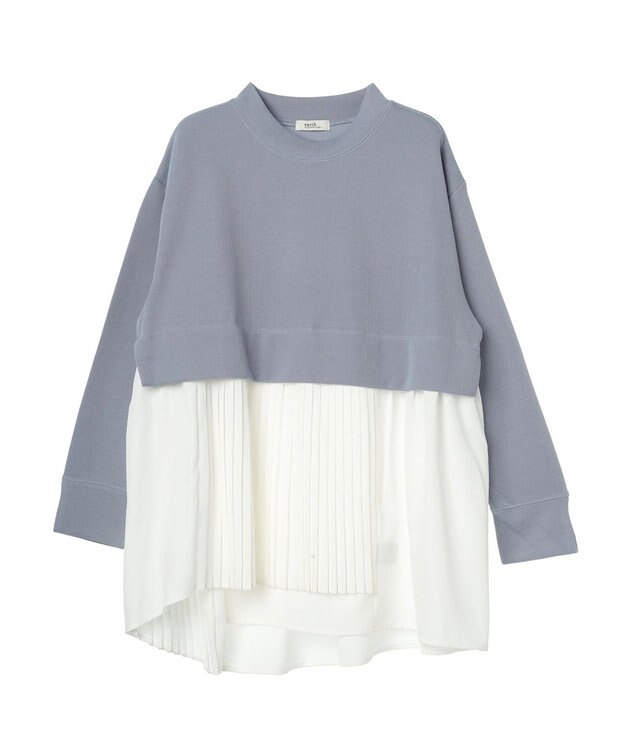 earth music&ecology プリーツヘムドッキングチュニック Blue Gray